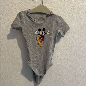 H&M Gray Bodysuit with Mickey Mouse Design